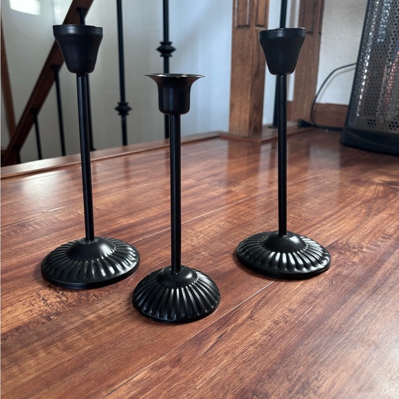 Other - Elegant Black Candle Holders Set